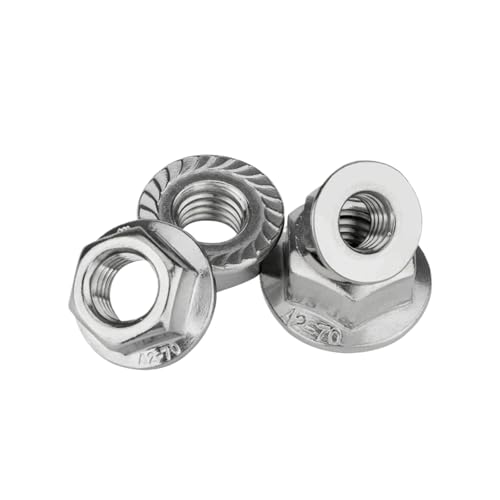 DeVow Sechskantflansch-Gezahnte Kontermutter M2.5 M3 M4 M5 M6 M8 M10 M12 M14 M16 M20 304/316 Edelstahl Gezahnte/glatte Spinlock-Muttern(C-304 Serrated,M2.5-50pcs) von DeVow