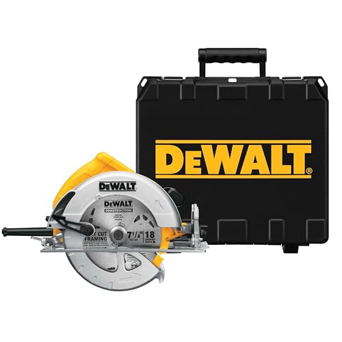 DEWALT 1.600 W Handkreissäge (max. Schnitttiefe 67 mm, für Ablängarbeiten oder Quer- und Neigungschnitte, inkl. umfangreichem Zubehör und Transportkoffer), DWE575K von DeWALT