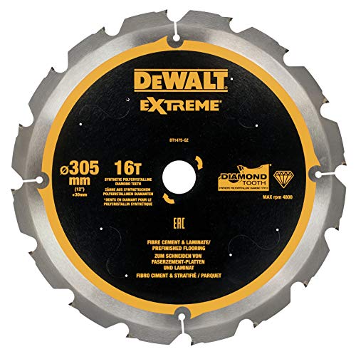 Dewalt Faserzement-Kreissägeblatt DT1474 (305/30 mm, 16 Zähne, 12°, speziell für Faserzement-Platten und Laminat entwickelte Kreissägeblätter) 1 Stück von DEWALT