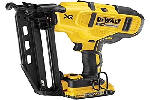 Dewalt 18V Akku-Stiftnagler/Nagler DCN660D2 (48 J Einschlagenergie, Nagellänge 32-63 mm, Magazinkapazität 110 Nägel, Kontaktauslösung, bürstenlos, inkl. 2x 2,0 Ah- Akkus, Ladegerät und Koffer) von Dewalt