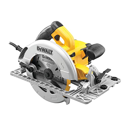 DEWALT Handkreissäge (1,350 Watt, 61 mm Schnitttiefe, Sägeblatt-Ø 190/30 mm, inkl. Schutzhauben-Aufsatz für die Staubabsaugung, Parallelanschlag, Montagewerkzeug und Koffer) DWE576K von DEWALT