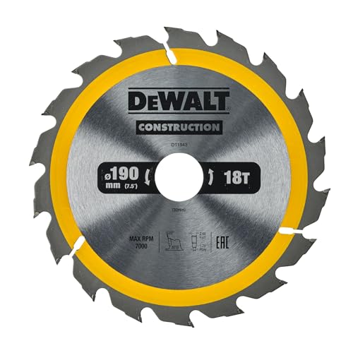 Dewalt Bau-Kreissägeblatt für Handkreissägen (190/30, 18WZ, für schnelle Schnitte, 1 Stück) DT1943-QZ von Dewalt