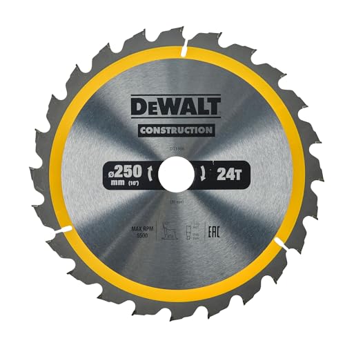 DEWALT Construction Kreissägeblatt DT1956 (für Stationärsägen, Sägeblatt-ø: 250/30 mm, Schnittbreite: 3,0 mm, 24 Zähne, Zahngeometrie: Wechselzahn, Zahnwinkel: 10°, für schnelle Schnitte) 1 Stück von Dewalt