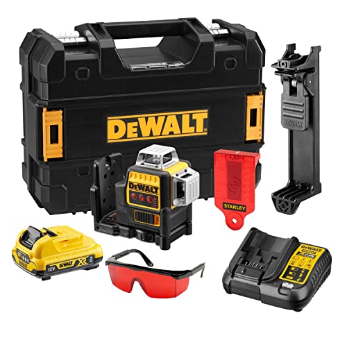 DEWALT DCE089D1R-QW Multilinienlaser 3x360°, rot, 10,8V/2Ah, 10.8 V, schwarz/gelb von Dewalt