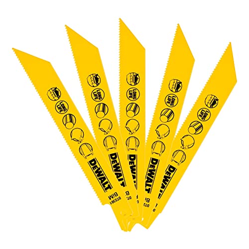 DeWalt BI-Metall Metallsäbelsägeblätter (Gesamtlänge: 152 mm, Zahnteilung: 1.8 mm, für schnelle Schnitte in Metallen, Blechen, Rohren und Profilen bis 3 mm) DT2361 von DEWALT