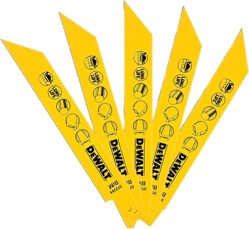 DeWalt BI-Metall Metallsäbelsägeblätter (Gesamtlänge: 152 mm, Zahnteilung: 1.4 mm, für schnelle Schnitte in Stahlblech, Rohren und Profilen bis 3 mm) DT2384 von DEWALT