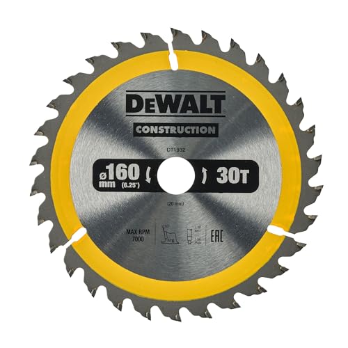 Dewalt Construction Bau-Kreissägeblatt für Handkreissägen DT1932 (160/20, 30WZ, 10°, für universellen Einsatz auf Handkreissägen, extrem robust & nagelfest) von Dewalt