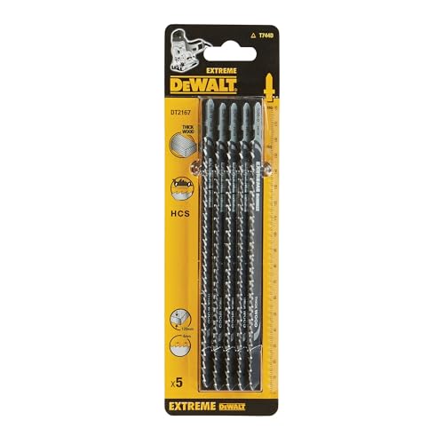 Dewalt HCS Stichsägeblatt DT2167 (180mm Gesamtlänge, 155mm Arbeitslänge, max. Schnitttiefe: 120mm, für schnelle Schnitte, grobe Schnitte in dicke Holzbohlen) 5 Stück von DeWalt