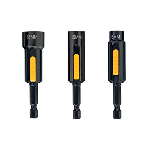 DEWALT Außensechskant-Steckschlüssel Set (3-teilig, 8, 10, 13 x 75 mm, Extreme Easy Clean Permanentmagnet, für den Einsatz in Bohrmaschinen und Schraubern) DT7460 von Dewalt