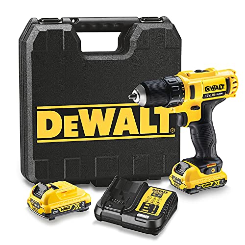 Dewalt 10,8 Volt 2-Gang Akku-Bohrschrauber DCD710D2 (für Bohr- und Schraubarbeiten in Holz und Metall, 2 Gänge, 15-stufiges Drehmoment, 2x 2 Ah Lio-Ion Akkus, Schnellladegerät, Transportkoffer) von Dewalt