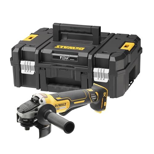 Dewalt 18V Akku-Winkelschleifer 125mm DCG406NT (bürstenloser Motor, elektrische Bremse & Kupplung, Schnellspannfutter, inkl. Zusatzhandgriff & TSTAK-Box II, Lieferung ohne Akku & Ladegerät) von DeWalt