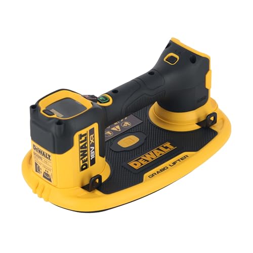 DEWALT 18 Volt Grabo Akku-Vakuum-Heber (bis zu 120 kg Hebekraft digitales Manometer, austauschbare Dichtung, Lieferung ohne Akku und Ladegerät), DCE590N-XJ von DEWALT