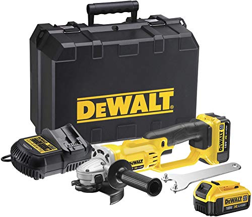 DEWALT Akku-Winkelschleifer (18V, 4.0 Ah, 125 mm Scheiben-ø, für alle Standard-Trenn,- Schleif- und Schrupparbeiten, inkl. 2x XR Akkus, Schnell-Ladegerät, Schutzhaube, Stirnlochschlüssel und Transportkoffer), DCG412M2 von DEWALT