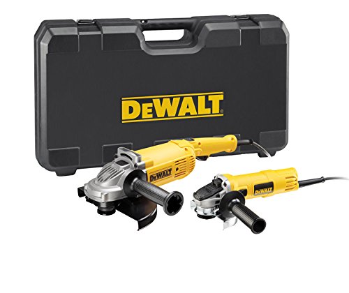 DeWalt Winkelschleifer Doppelset/Trennschleifer (mit 2.200 W/230 mm und 900 W/125 mm Winkelschleifer, werkzeugloser Schutzhauben-Schnellverstellung, Spindelarretierung) DWE494TWIN, Gelb,schwarz von DEWALT