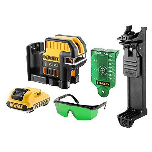 Dewalt 12V Akku 2-Punkt/Kreuzlinien-Laser Grün DCE0822D1G (selbstnivellierender, Lotfunktion aufwärts & abwärts, Arbeitsbereich: 30m (50m mit Empfänger), Genauigkeit: +/-3mm@10m, IP65) von DEWALT