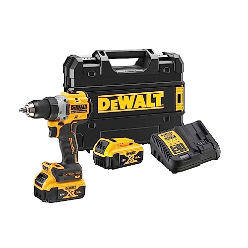 Dewalt 18 Volt 2-Gang Akku Bohrschrauber DCD800P2T (kraftvolles 2-Gang Vollmetall-Getriebe, bürstenloser Motor, 13 mm Schnellspannbohrfutter, LED-Leuchte, inkl. 2x 5.0Ah Akkus, Ladegerät & TSTAK-Box) von Dewalt