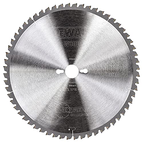 DeWalt Kreissägeblatt Extreme DT4260 (für den Einsatz auf Stationärsägen, für ein feines Finish in Holz, beschichteten Holzwerkstoffen, Kunststoff, Aluminium, Ø 305 mm, Bohrung: 30 mm, 60 Zähne) von Dewalt