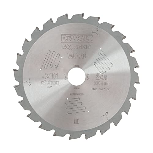 DeWalt Stationärkreissägeblatt / Kreissägeblatt Extreme (216/30mm 24WZ, schnelle Schnitte), DT4310 von Dewalt