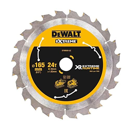 DEWALT XR Extreme Runtime Kreissägeblatt (für Tauchkreissägen, Sägeblatt-Ø 165/20 mm, 42 WZ/FZ, für feine Schnitte) DT99561 von DEWALT