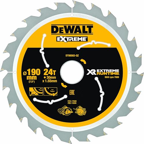 DEWALT XR Extreme Runtime Kreissaegeblatt Handkreissäge, 1 Stück, 190/30 mm 24 WZ/FZ, DT99562-QZ von DEWALT