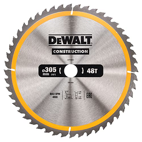 DEWALT Construction Kreissägeblatt DT1959 (für Stationärsägen, Sägeblatt-ø 305/30 mm, Schnittbreite: 3,0 mm, 48 Zähne, Zahngeometrie: Wechselzahn, Zahnwinkel: 10°, für Universal-Einsatz) 1 Stück von DEWALT