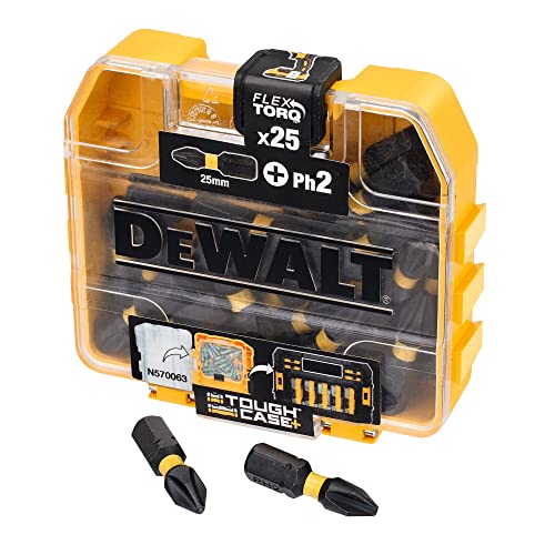 Dewalt Extreme Impact Torsion Schrauberbit-Pack DT70555T (Ph2, Gesamtlänge 25 mm, 25 Stück in Tic Tac Box, hochwertige Bits, extrem widerstandsfähig, passend für ToughCase+ & TSTAK Caddy) von DEWALT