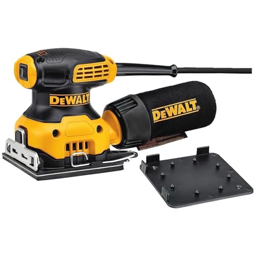 DeWalt Vibratiosnschleifer/ Schwingschleifer (230 Watt, Schwingkreis-ø 1.6 mm, Schleifplatte 108 x 115 mm, Klettfix, AirLock kompatibel, inkl. Staubfangsack und Absaugadapter) DWE6411, Gelb / Schwarz von DEWALT