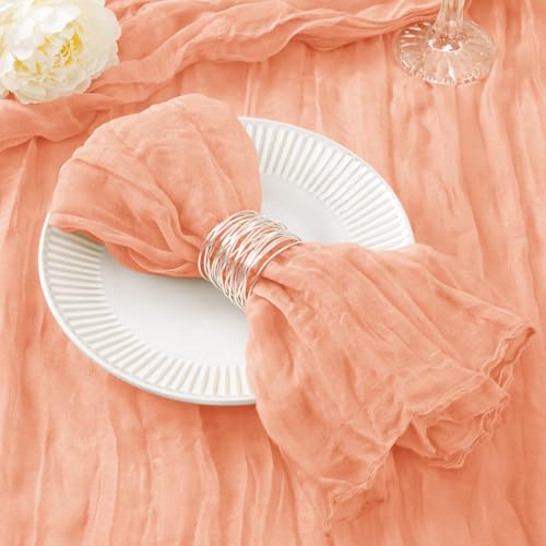 DeZerlor Seihtuch-Servietten, waschbar, Sommer, pfirsichfarben, 50 Stück, Baumwollgaze-Tischservietten, 53,3 x 53,3 cm, für Hochzeit, Brautparty, Abendessen, Geburtstagspartys, Dekoration, 50 Stück von DeZerlor