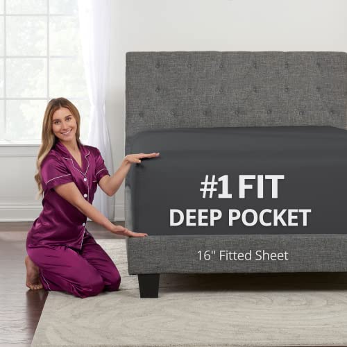 Spannbettlaken Queen Size - Queen Size - Queen Fitted Sheet Only Deep Pocket Queen Fitted Sheet - Real 16" Fitted Sheets Fit Perfectly 14" - 18" Deep Mattress & Toppers - 1 Piece Bottom Fitted Sheet - von DeaLuxe