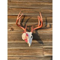 Roségoldener Hirsch Totenkopf Mit Blumen Bemalt von DeadHeadDesignsTP