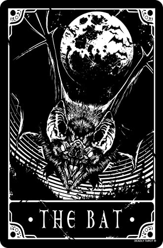 Deadly Tarot The Bat Greet Tin Card Kleines Blechschild Schwarz 10x15cm von Deadly Tarot