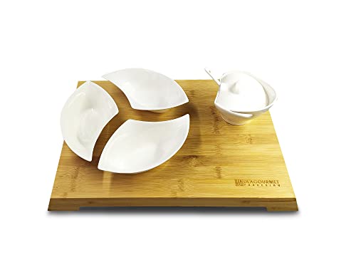 DEAGOURMET KIT-01 Aperitif-Set, Natürlicher Bambus weißes Porzellan von Deagourmet