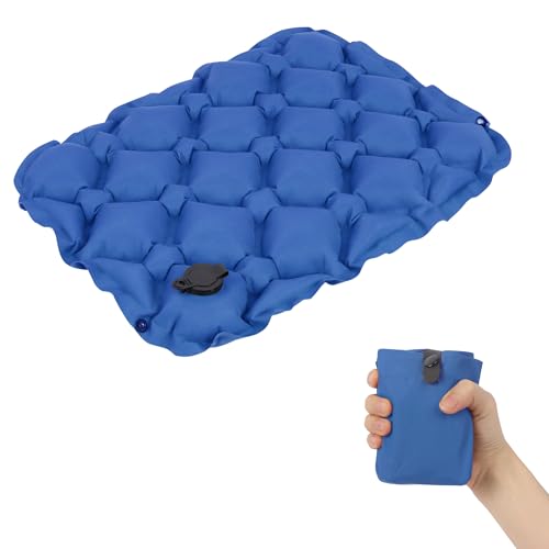 Aufblasbares Luft-Sitzkissen, tragbares Reise-Druckentlastungskissen für Camping, Bürostuhl, lange Flüge, faltbares leichtes Design (Blau) von Deaguid