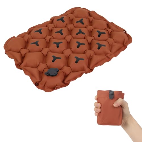 Aufblasbares Luftsitzkissen mit Nanogrip-Technologie, tragbares Reise-Druckentlastungskissen für Bürostuhl, Camping, lange Flüge, rutschfestes leichtes Design (Braun) von Deaguid