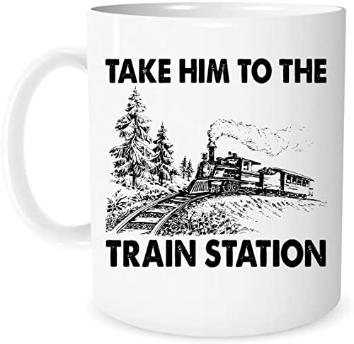 Dutton Ranch Tasse mit Aufschrift "Take Him To The Train Station", Dutton Ranch, Kaffeetasse, Geburtstagsgeschenk, Weihnachten, 325 ml von DealDEKO