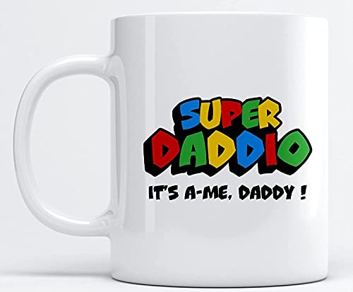 Funny Mugs Super Daddio Tasse, It's A-me Daddy, Mario Bros inspirierte lustige Tasse, Vatertags-Tasse, Papa Tasse, Geschenk für Vater, Superdad-Tasse von DealDEKO