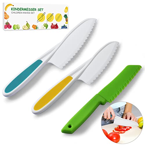 Kindermesser 3-teiliges Kinder Sicherheit Kochmesser Küchenmesser-Set zum Schneiden Kochen von Obst oder Gemüse, Perfekte Geschenke für Weinachten Geburtstag, Kinder Messer ab 3 jahre von DealKits