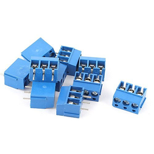 10 x PCB Screw Terminal Block 3 polige 5mm pin plaats voor draad 14-22AWG von elpohl