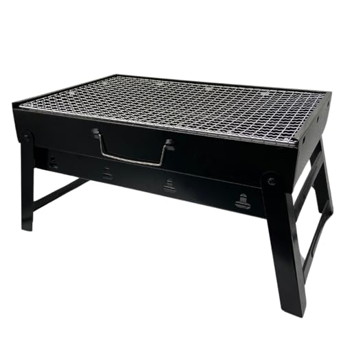 Dealfuchs24 Mini Holzkohlegrill Klappbar Camping Grill BBQ Tragbar 43x29x22cm von Dealfuchs24