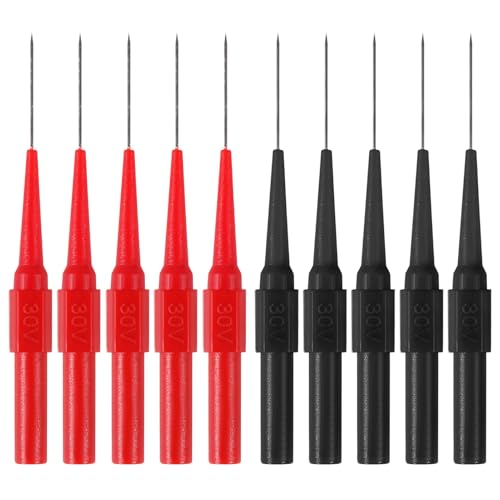 10 Stück Testsonde, 0,7mm Multimeter Stifte für Prüfsonden, Wire Piercing Prüfspitzen mit 4mm Buchse 0.7mm Puncture Probe Nadel 30V/10A für kleine IC Pins Elektronikprüfung von Dealikee