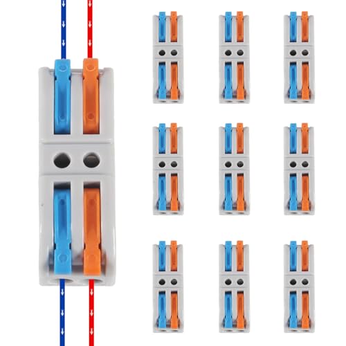 10 Stück Verbindungsklemme, 2 in 2 Out Mini Quick Wire Connectors, Electrical Lever Nuts Wire Connectors Push-in Conductor Terminal Block for 0.08~4mm² Wire 10 Stück Verbindungsklemme, 2 in 2 Out Mini Quick Wire Connectors, Electrical Lever Nuts Wire Connectors Push-in Conductor Terminal Block for 0.08~4mm² Wire von Dealikee
