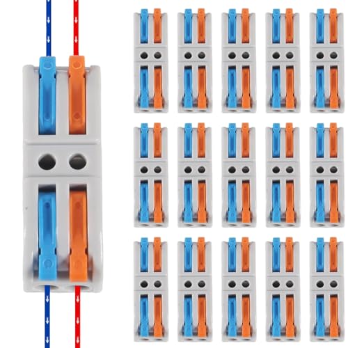 20 Stück Verbindungsklemme, 2 in 2 Out Quick Wire Connectors, Electrical Lever Nuts Wire Connectors Push-in Conductor Terminal Block AWG 28-12 20 Stück Verbindungsklemme, 2 in 2 Out Quick Wire Connectors, Electrical Lever Nuts Wire Connectors Push-in Conductor Terminal Block AWG 28-12 von Dealikee