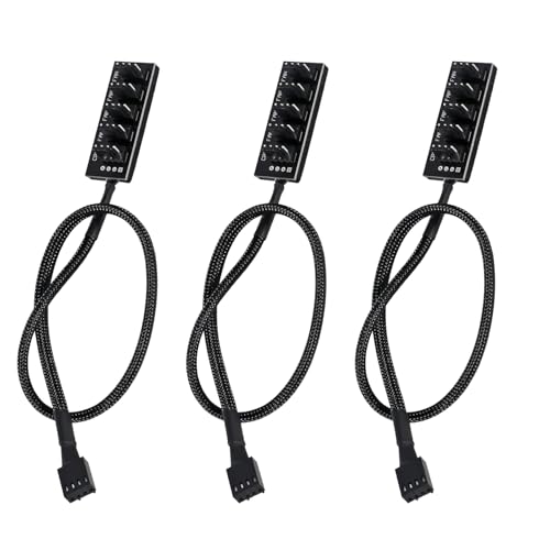 3pcs 4 Pin PWM Fan Hub, PC CPU Cooling 4 PIN/3PIN Power Fan Extension Cable Hub, 1 to 5 Splitter 5 Way Adapter, 33CM von Dealikee