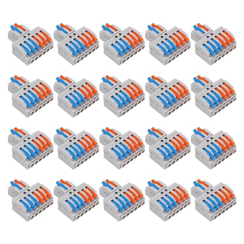 Dealikee 20 Stück Verbindungsklemme, 2 in 6 Out Quick Wire Connectors, Electrical Lever Nuts Wire Connectors Push-in Conductor Terminal Block AWG 28-12 Dealikee 20 Stück Verbindungsklemme, 2 in 6 Out Quick Wire Connectors, Electrical Lever Nuts Wire Connectors Push-in Conductor Terminal Block AWG 28-12 von Dealikee