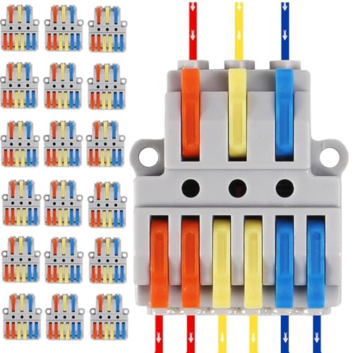 Dealikee 20pcs 3 in 6 out 3 in 6 Out Quick Wire Connectors, Electrical Lever Nuts Wire Connectors Push-in Conductor Terminal Block for 0.08~4mm² Wire Dealikee 20pcs 3 in 6 out 3 in 6 Out Quick Wire Connectors, Electrical Lever Nuts Wire Connectors Push-in Conductor Terminal Block for 0.08~4mm² Wire von Dealikee
