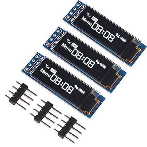 Dealikee OLED-Display-Modul 2,3 cm I2C OLED-Display-Modul I2C OLED Bildschirm Treiber mit Pin DC 3,3 V bis 5 V .Weiß (3 Stück) von Dealikee