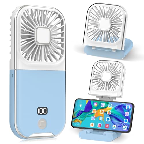Dealswin Handventilator Mini Ventilator 4 Regler USB Ventilator Klein Aufladbar Portable Hand Kleiner Ventilatoren Taschenventilator 3000mAh Akku Handheld Fan für Büro Zuhause Outdoor (Blau) von Dealswin