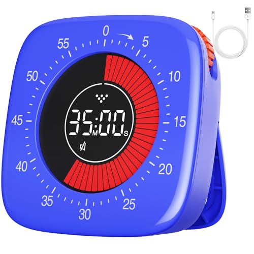 Visueller Wiederaufladbarer Timer - Digital Kurzzeitmesser Mit 4 Alarmmodi, Verbesserter 60 Minuten Count-up und Countdown für Kinder, Erwachsene, Küche, Kochen (Blau) Visueller Wiederaufladbarer Timer - Digital Kurzzeitmesser Mit 4 Alarmmodi, Verbesserter 60 Minuten Count-up und Countdown für Kinder, Erwachsene, Küche, Kochen (Blau) von Dealswin