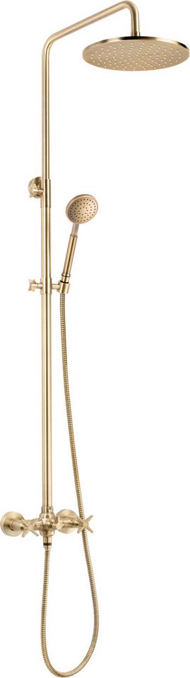 Deante Duschsystem »Temisto«, Duschsystem, Duschbatterie mit 2 eleganten Griffen, 1 Strahlart(en), Einstellbereich: 90-150cm, Beschichtung in Messingfarbe von Deante