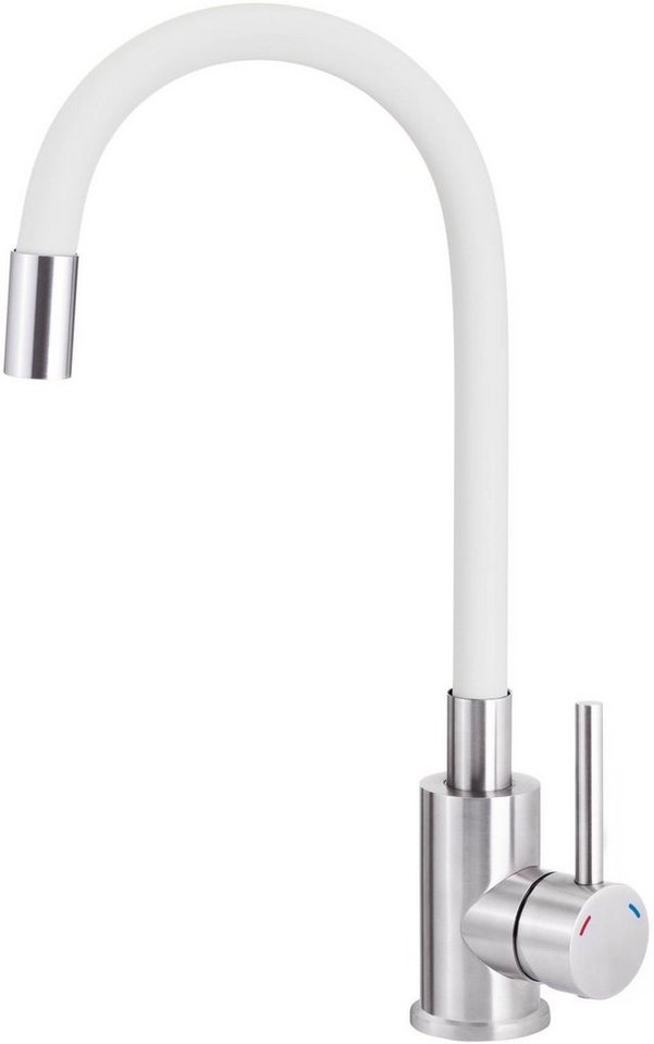 Deante Spültischarmatur Luno Mischbatterie mit schwenkbarem und biegsamem Auslauf, Chrom/Edelstahl Deante Spültischarmatur Luno Mischbatterie mit schwenkbarem und biegsamem Auslauf, Chrom/Edelstahl von Deante